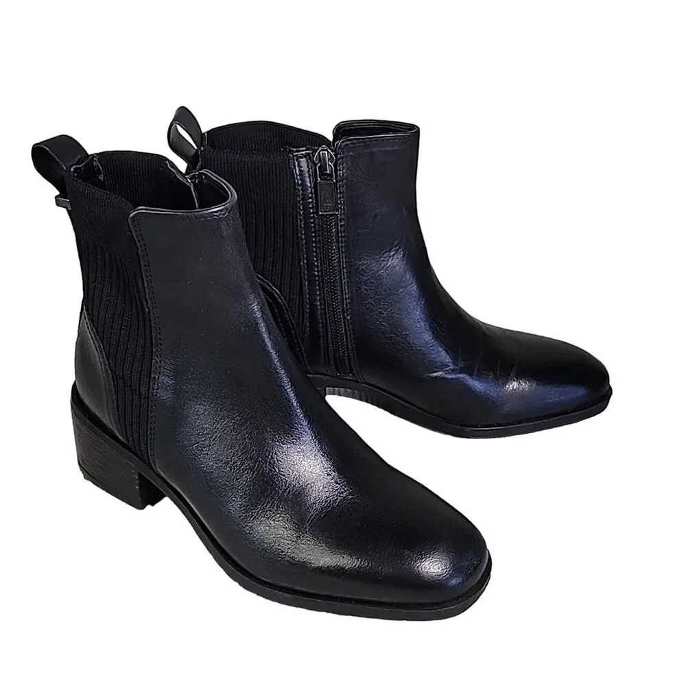 Kenneth Cole Reaction Salt Stretch Bootie Black Ankle Boots Womens Size 5 NEW